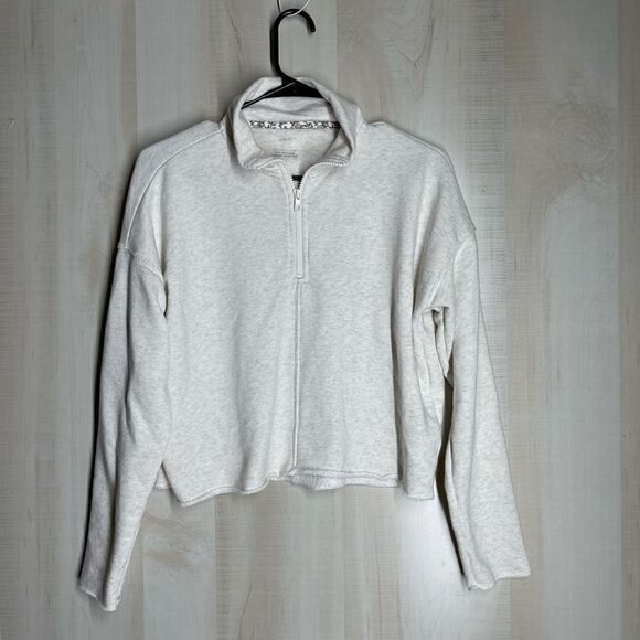 Aerie light gray cropped 1/4 zip long sleeve sweatshirt, size XS - Picture 3 of 12
